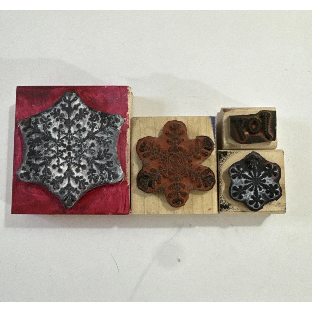 Set of 4 Stampin' Up! Keep Christmas Wood Rubber Stamp Set Holidays Christmas